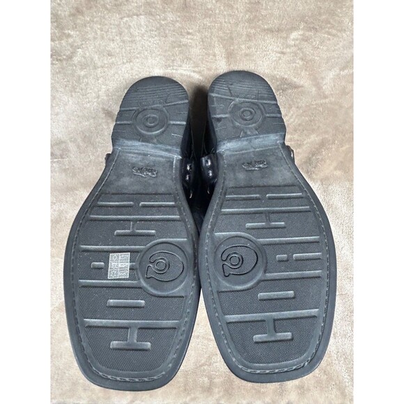 Coach Tara Moto Harness Pull On Boots Black Leather Biker Mid Calf Womens 9 B - Picture 11 of 11